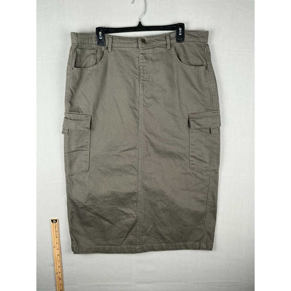 Stitch Star Womens XL Khaki Cargo Utility Skirt Cotton Spandex